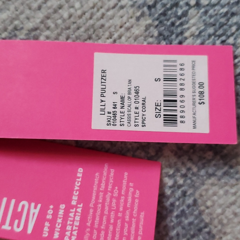 NWT Lilly Pulitzer Luxletic Cassis Scallop Bra Tank In Spicy Coral Top SzS - Picture 4 of 11